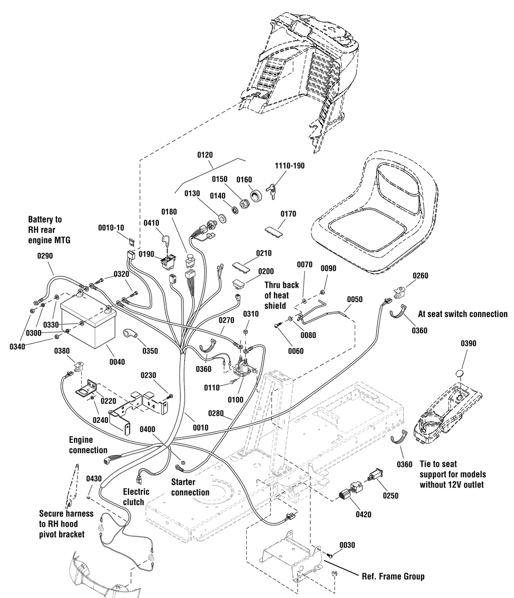 Electrical Group Diagram and Parts List for 2690844-EYK175462H  Briggs and Stratton Lawn Tractor